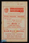 1958/59 Accrington Stanley v Dumbarton friendly match programme 20 October 1958; fixture written