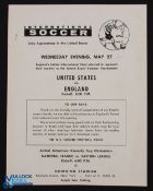 1964 United States of America v England international match 27 March 1964 in New York; 4 pager;