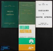 Ireland v Tourists Rugby Programmes inc VIP (5): Bound green copies for S Africa, 1965 &