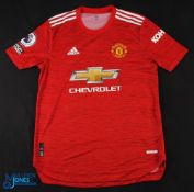 Paul Pogba No 6 Manchester United 2020/21 match issue home football shirt - Adidas/Chevrolet, PL