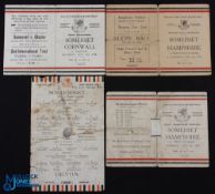 Rare 1920s/30s County Championship Rugby Programmes (4): Somerset v Devon 1929, Cornwall 1938 &