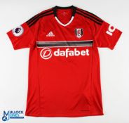 Ryan Sessegnon No 3 Fulham 2018/19 Fourth match issue football shirt - in red, Adidas / Dafabet,