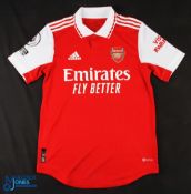 Gabriel Jesus No 9 Arsenal 2022/23 home match issue football shirt - in red and white, Adidas /
