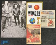 1966 'Before the Final' Pinewood Studio Canvas - an image of Bobby Moore, Jimmy Greaves meeting Sean