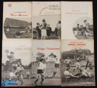 Collection of Norway home international programmes 1955 Denmark, 1958 Sweden, 1959 Luxembourg,