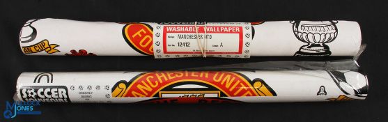 2x Vintage Manchester United Wallpaper Red Devils - 2 unused rolls - one still in cellophane