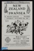 Scarce 1935 Swansea v NZ Rugby Programme: The St Helen's Ground issue for the famous defeat of the