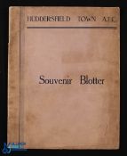 Rare 1930s Huddersfield Town souvenir blotter with team groups from 1908-09 through to 1932/33,
