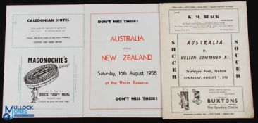 1958 Tour match programmes to include New Zealand v Australia 16 August 1958, Wellington v Australia