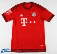 Arjen Robben No 10 Bayern Munich 2015/16 home match issue football shirt - in red, Adidas / T