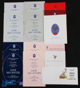 1979-93 France Rugby Dinner Menus/Guest Lists (17): Mostly the glossy modern type, plus some special
