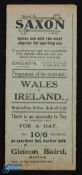 Pre-War International match programme 1933 Ireland v Wales at Belfast 4 November 1933; fold out type