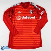 Marcus Bettinelli No 1 Fulham 2018/19 goalkeeper match issue football shirt - in red, Adidas /