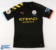 David Silva No 21 Manchester City 2019/20 away match issue football shirt - in black, Puma /