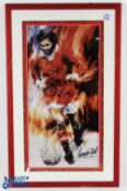 George Best Manchester United Signed Football Print signed with a signature George best (no