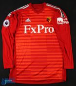 Heurelho Gomes No 1 Watford 2018/19 goalkeeper match issue football shirt - in red, Adidas /