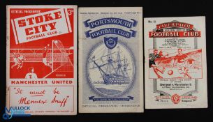 1952/53 Manchester Utd Div. 1 away match programmes v Portsmouth, Stoke City (re-stapled),