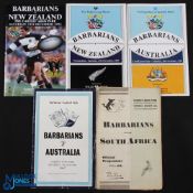Barbarians v Tourists Rugby Programmes (5): v S Africa 1952; v Australia 1967 & 1988; v N Zealand