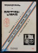 1980 Transvaal v B & I Lions Rugby Programme: At Ellis Park, Jo'burg, 4/6/80, 28 pp. VG