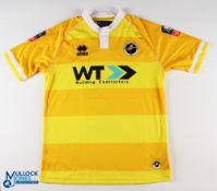 Shaun Cummings No 2 Millwall 2016/17 FA Cup away match issue football shirt - in yellow, Errea, WT
