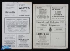 Pre-war 1933/1934 Harwich & Parkeston v King's Lynn FAC match programme 14 October 1933; 1935/1936