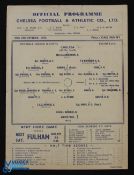 1944/45 Chelsea v Arsenal Football League South match programme 25 November 1944, single sheet;