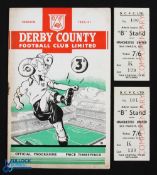 1950/51 Derby County v Manchester Utd Div. 1, 26 March 1951 Match Ticket ('B' Stand seat) + match