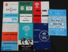 1973-1978 Argentina in the UK Rugby Programmes (7): v Scotland XV 1973; v West Wales, East Wales,