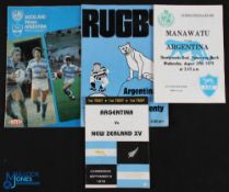 1979 Argentina in NZ Rugby Programmes (4): v NZ XV, Manawatu, Bay of Plenty & Auckland. VG