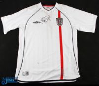 2001-2003 Steven Gerrard Signed England Umbro Football Shirt, short sleeve size L with COA from