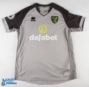 Tim Krul No 1 Norwich City 2019/20 goalkeeper match issue football shirt - in grey, Errea / Dafabet,