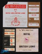 1980 British & I Lions Rugby Tour to S Africa Tickets (2): For games v Natal & Western Province. G