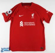 Virgil Van Dijk No 4 Liverpool 2022/23 match issue home football shirt - Nike/Standard Chartered, PL