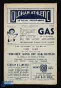 1947/48 Oldham Athletic v Barrow Div. 3 (N) match programme 6 April 1948; edge tear, creases,