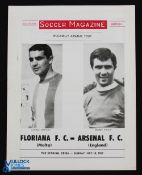 1969 Floriana (Malta) v Arsenal 18 May 1969 soccer magazine 12 pages, match at Gzira; good. (1)