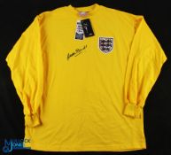 1966 Gordon Banks Signed England Goalkeeper Shirt, a Toffs reproduction shirt, with tags, long