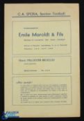 1967/68 CA Spora (Luxembourg) v Leeds Utd Fairs Cup match programme 3rd October 1967, 4 pager, good.
