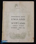 1924 England v Scotland Football Programme: 12th April missing front cover Sellotape to spine with