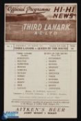 1952/53 Third Lanark v Queen of the South Scottish League Cup match programme 27 August 1952;