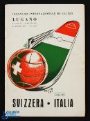 1951 Switzerland v Italy (Dr Gero Cup) match programme 25 November 1951 at Lugano; also includes