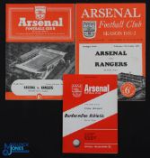 1951/52 Arsenal v Rangers 17 October 1951 programme; 1954/55 Arsenal v Rangers 15 March 1955