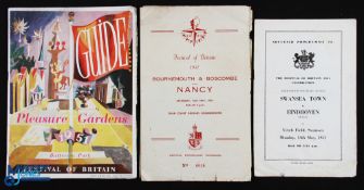 1951 Festival of Britain football programmes Bournemouth v Nancy 12 May 1951 4 pages (creases, small
