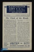 War Time 1943/44 Manchester City v Manchester Utd War League North 6 November 1943, 4 pages,