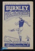 1947/48 Burnley v Leeds Utd friendly match programme 7 February 1948, 4 page issue; fair. (1)