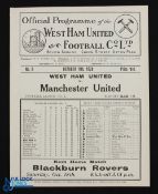 Pre-War 1930/1931 West Ham Utd v Manchester Utd Div. 1 match programme 11 October 1930, b&w