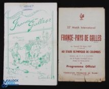Scarce France v Wales 1957 Rugby Programme & Menu (2): Very hard to find duo, the classic post-
