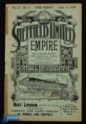 Pre-WW1 1904/1905 Sheffield Utd v Derby County Div. 1 match programme 3 September 1904; Sellotape to