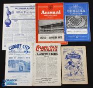 Selection of 1952/53 Manchester Utd away match programmes v Cardiff City, Chelsea, Millwall (FAC),