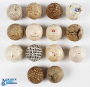 14x Assorted recessed golf balls including a Chemico Triumph, North British, Red Dot, Silver King,