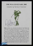 Harold Riley 2001 PGA Centenary Celebration Signed Folding Card - titled 